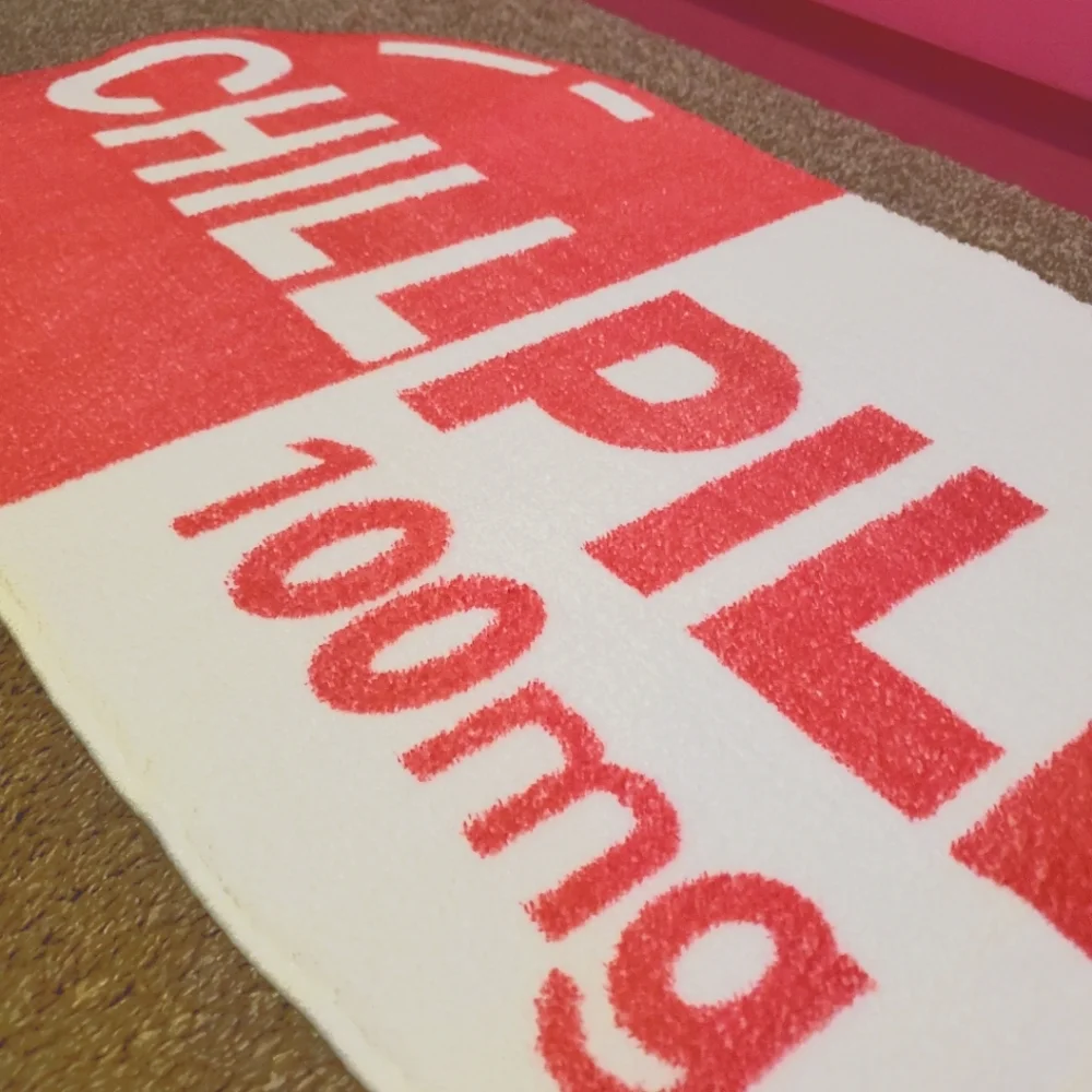 Chill Pill Pink bathroom or bedroom rug / mat.